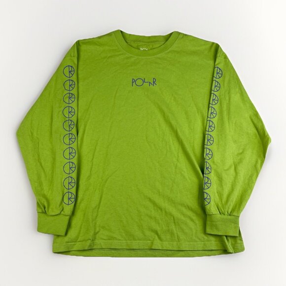Y2K Polar Skate Co Long Sleeve T Shirt Men Sz M Green/Purple Graphic Spell Out * - Picture 1 of 16